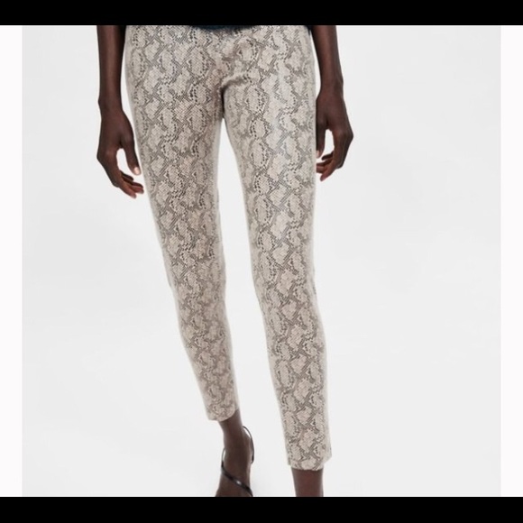 Zara basic faux suede snakeskin print pants - Picture 5 of 5